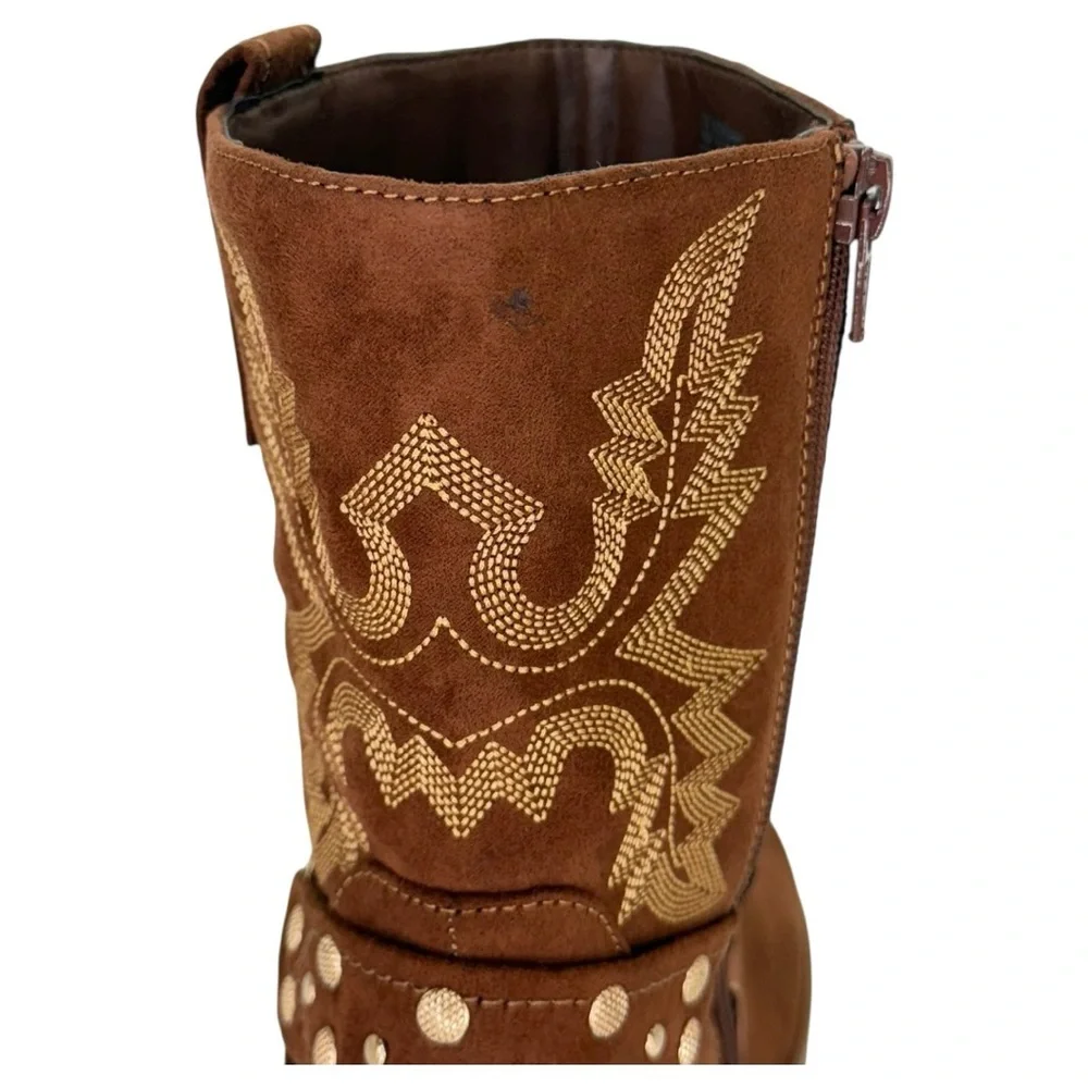 Sun + Stone Norahh Brown Microsuede Embroidered Womens Ankle Boots Size 8M - Picture 9 of 15